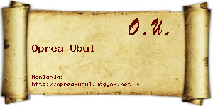 Oprea Ubul névjegykártya